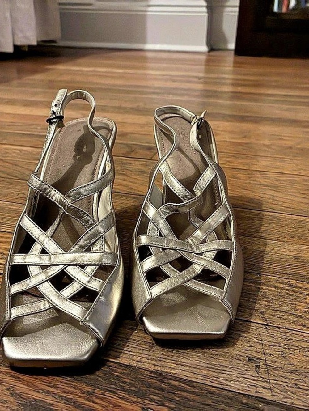 Aerosoles Metallic Gold Strappy Heels